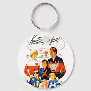Porte-clés Vintage Retro Women 60s Knitting is Fun!