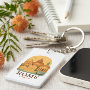 Porte-clés Vintage Rome - Colosseum & Pantheon Ret