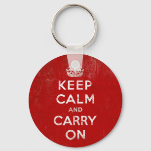 Porte-clés Vintage rouge profond détendu Gardez le calme et c