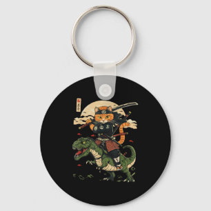 Porte-clés Vintage Samurai Chat Dinosaur Art japonais