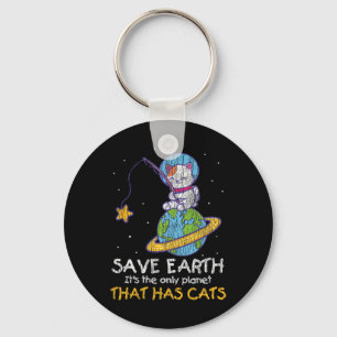 Porte-clés Vintage Sauver la Terre qui a chat amusant Jour de