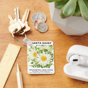 Porte-clés Vintage Seed Packet Art, Shasta Daisy Flowers