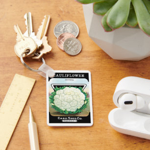 Porte-clés Vintage Seed Packet Étiquette Art, Cauliflower Lég