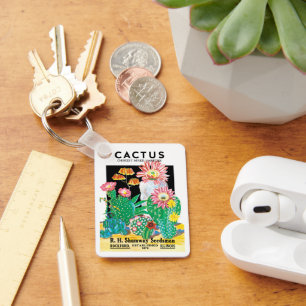 Porte-clés Vintage Seed Packet Étiquette Art Desert Cactus Pl