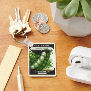 Porte-clés Vintage Seed Packet Label Art, Pole Lima Beans