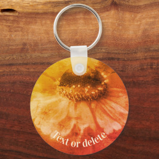 Porte-clés Vintage Sepia Zinnia Flower Personalized