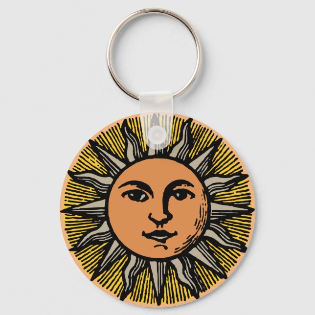 Porte-clés Vintage soleil visage avec sourire (Recto)