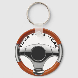 Porte-clés vintage sport car wood steering wheel garage owner