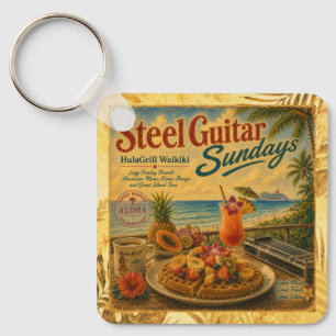 Porte-clés vintage Steel Guitar Sundays Waikīkī