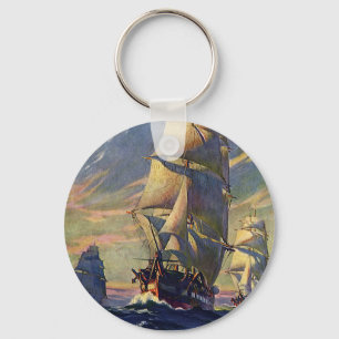 Porte-clés Vintage Transportation, Clipper Ships at Sea