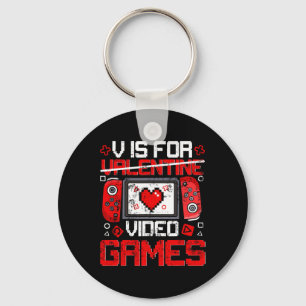 Porte-clés Vintage V est pour les jeux vidéo Valentine Gamer