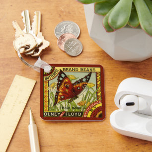 Porte-clés Vintage Vegetable Étiquette Art, Haricots de marqu
