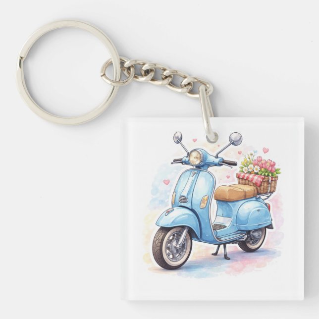 Porte-clés Vintage Vespa Classique Scooter Rétro (Devant)
