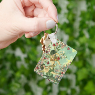 Porte-clés Vintage Victorian Valentines Day Cupids Heart Tree