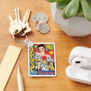 Porte-clés Vintage voyage 1937 Panama Carnival Party Femme