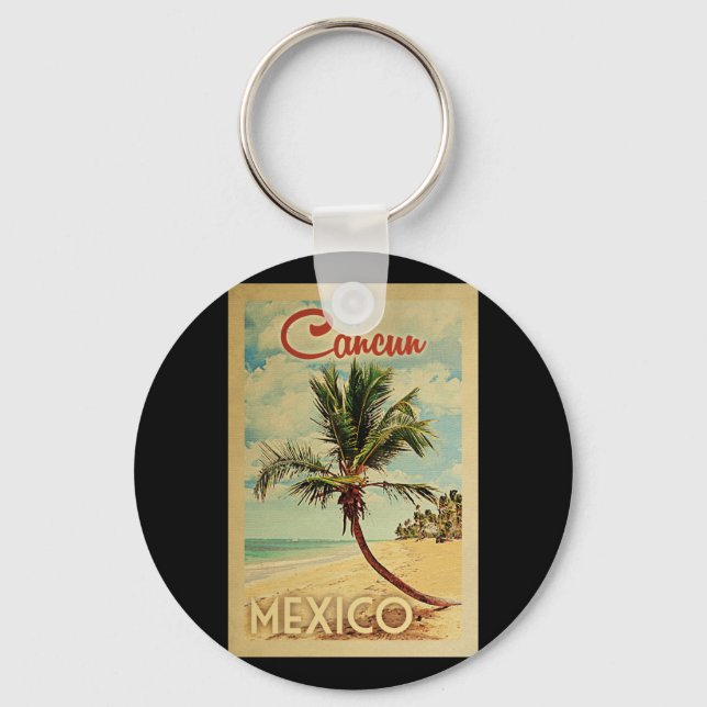 Porte-clés Vintage voyage de palmier de Cancun (Recto)