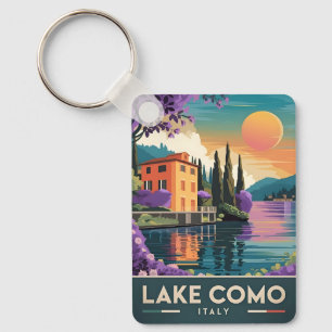 Porte-clés Vintage voyage Lac de Côme Italie coucher de solei