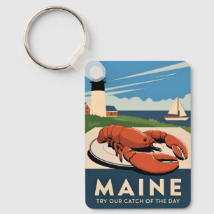 Porte-clés Vintage voyage Maine Homard Fruits de mer Rétro Pi