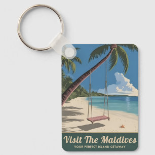 Porte-clés Vintage voyage Maldives  de la mer Pittoresque