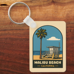 Porte-clés Vintage voyage Malibu Beach California Coast Retro