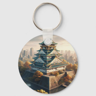 Porte-clés Vintage voyage paysager japonais du château d'Osak