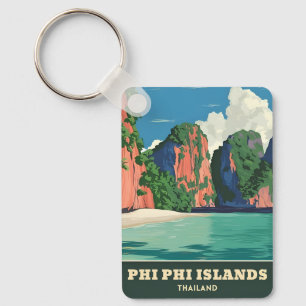 Porte-clés Vintage voyage Phi Phi Îles Thaïlande Balnéaire