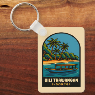 Porte-clés Vintage voyage rétro Gili Trawangan Indonésie
