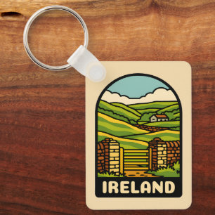 Porte-clés Vintage voyage rétro Irlande Campagne Pittoresque