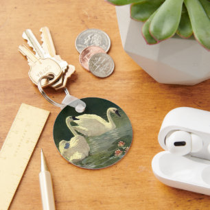 Porte-clés Vintage Wild Animals Birds, Victorian White Swans