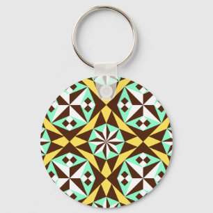 Porte-clés Vintage Yellow Blue Brown Barcelona Pattern