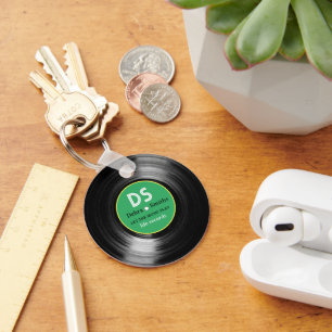 Porte-clés Vinyl Record avec nom Green Music Style