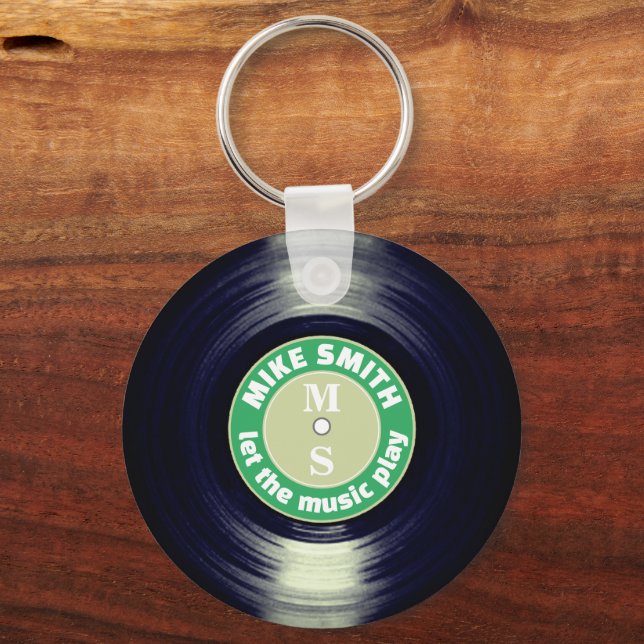 Porte-clés Vinyl Record Green Porte - clé personnalisé (Recto)