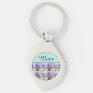 Porte-clés Viola Flower Aqua Frappe florale Mère mère Jour K