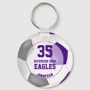 Porte-clés violet blanc gris balle de football l'esprit d'équ