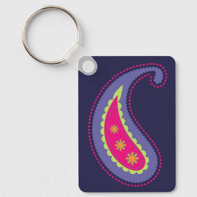 Porte-clés Violet et rose paisley (Recto)