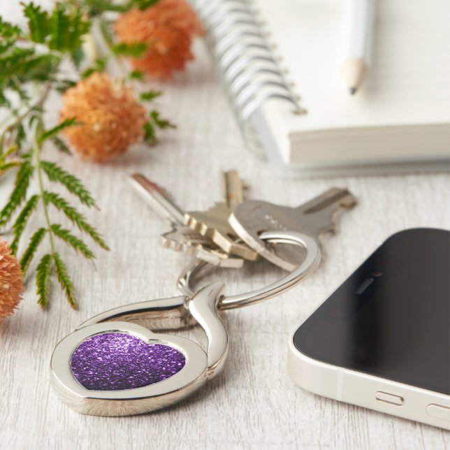 Porte-clés Violet foncé faux brillant paillettes scintillent (Côté )