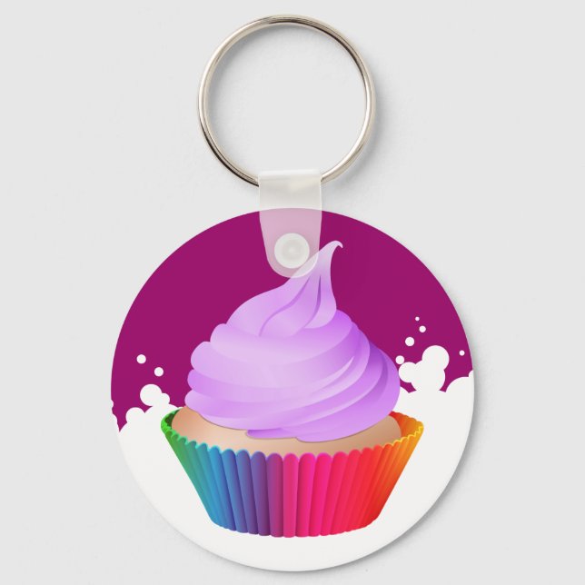 Porte-clés Violet Froid Vanille Cupcake Rainbow Baking Cup (Recto)