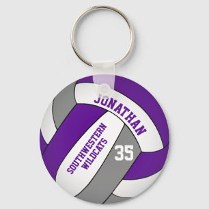 Porte-clés violet gris volley-ball joueur et nom d'équipe