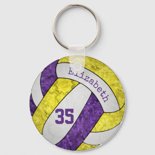 Porte-clés violet jaune blanc filles de volley-ball sportif