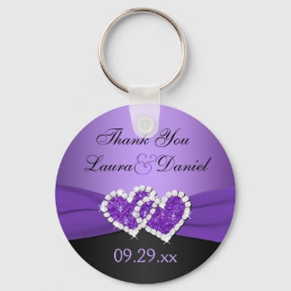 Porte-clés Violet, Noir Coeurs joints Mariage Faveur Porte - 
