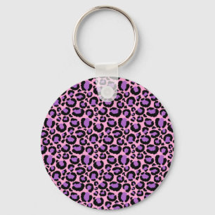 Porte-clés Violet Rose Guépard Motif Léopard Amoureux des Ani