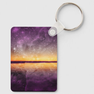 Porte-clés Violet Stars et lac Sunset Pet Tag