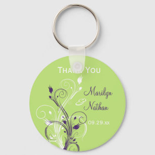 Porte-clés Violet Vert Blanc Floral Mariage Favoriser Porte -
