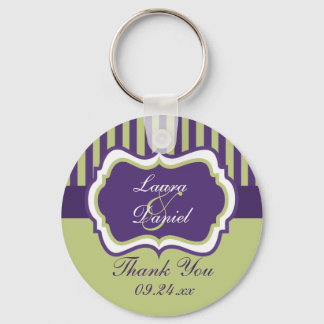 Porte-clés Violet, Vert, Blanc Frappé Mariage Faveur