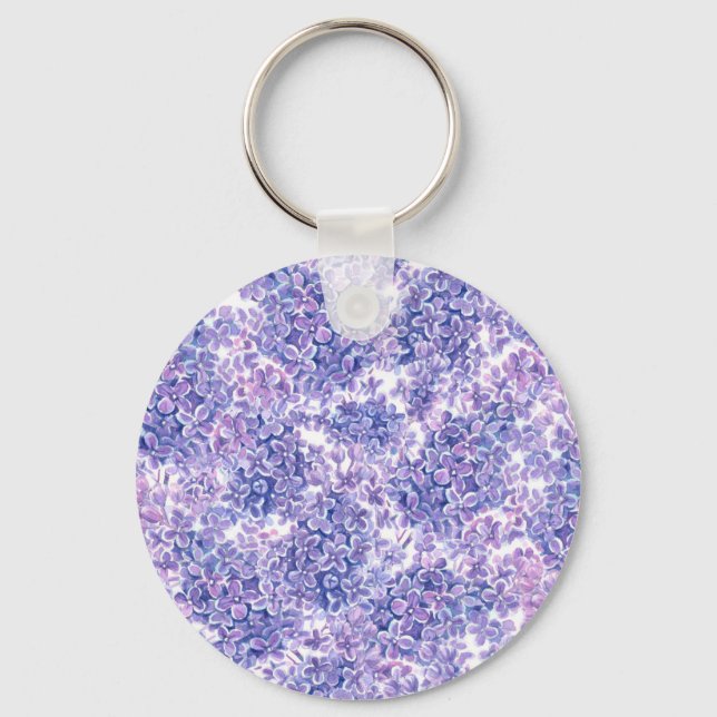 Porte-clés Violette aquarelle fleurs lilas (Recto)