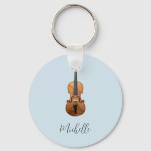 Porte-clés Violon musical bleu mou