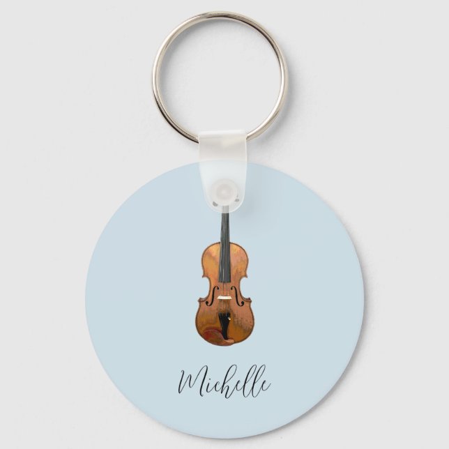 Porte-clés Violon musical bleu mou (Recto)