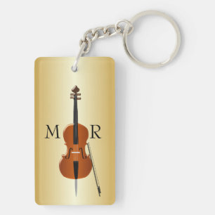 Porte-clés Violoncelle décoré d'un monogramme