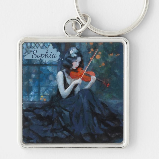 Porte-clés Violoniste gothique Imaginaire foncé dans le jardi (Devant)