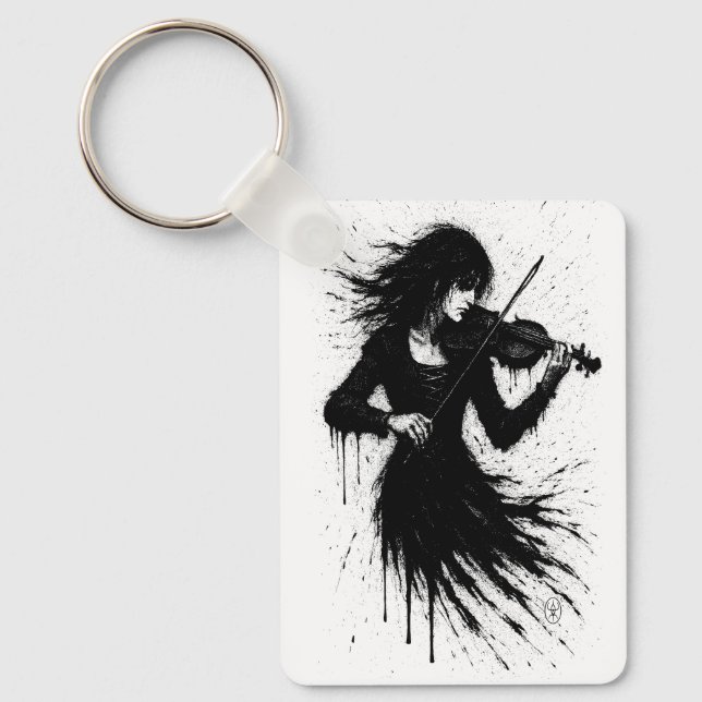 Porte-clés Violoniste Né de l'Encre dans la Tempête du Son (Recto)